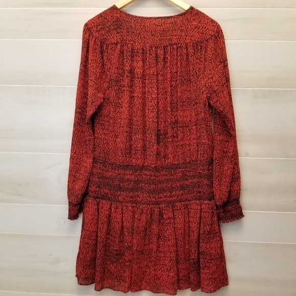 {M} Michael Kors Sunari Graphic Print Smock Dress Elastic Waist - Picture 3 of 10